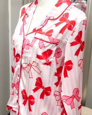 Charlotte Satin Pajama Set - Bows