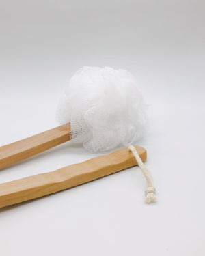 Bath Pouf Shower Brush - White