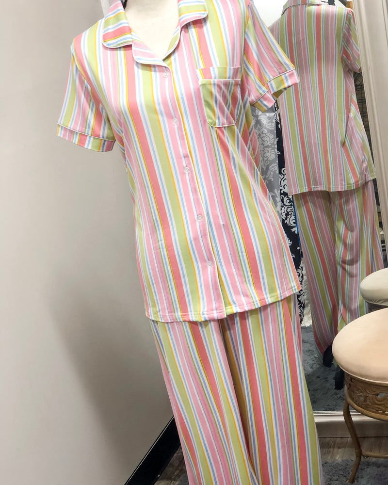 Janey Stripe - Button Up Sleep Shirt