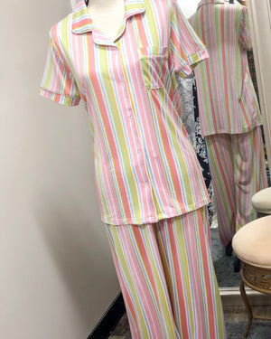 Janey Stripe - Button Up Sleep Shirt
