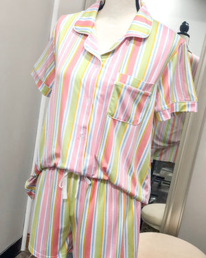 Janey Stripe - Button Up Sleep Shirt