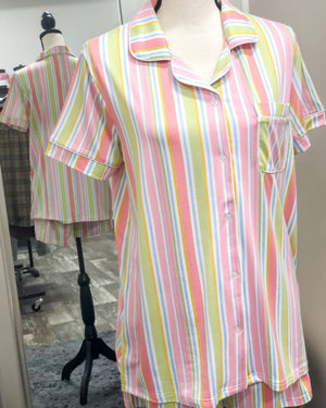 Janey Stripe - Button Up Sleep Shirt
