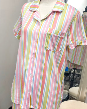 Janey Stripe - Button Up Sleep Shirt