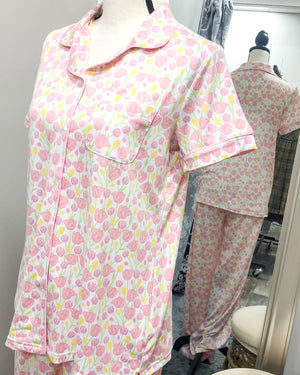 Tulip Fields - Button Up Sleep Shirt