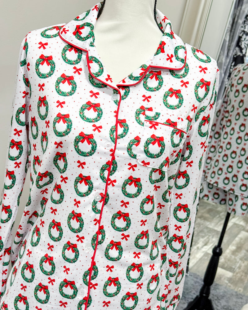 Clara Wreath - Button Up Sleep Shirt