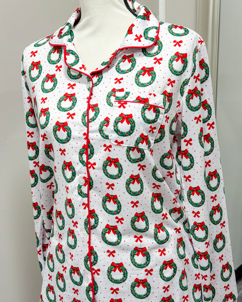 Clara Wreath - Button Up Sleep Shirt