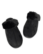 Faux Fur Slippers - Black