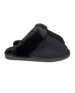 Faux Fur Slippers - Black