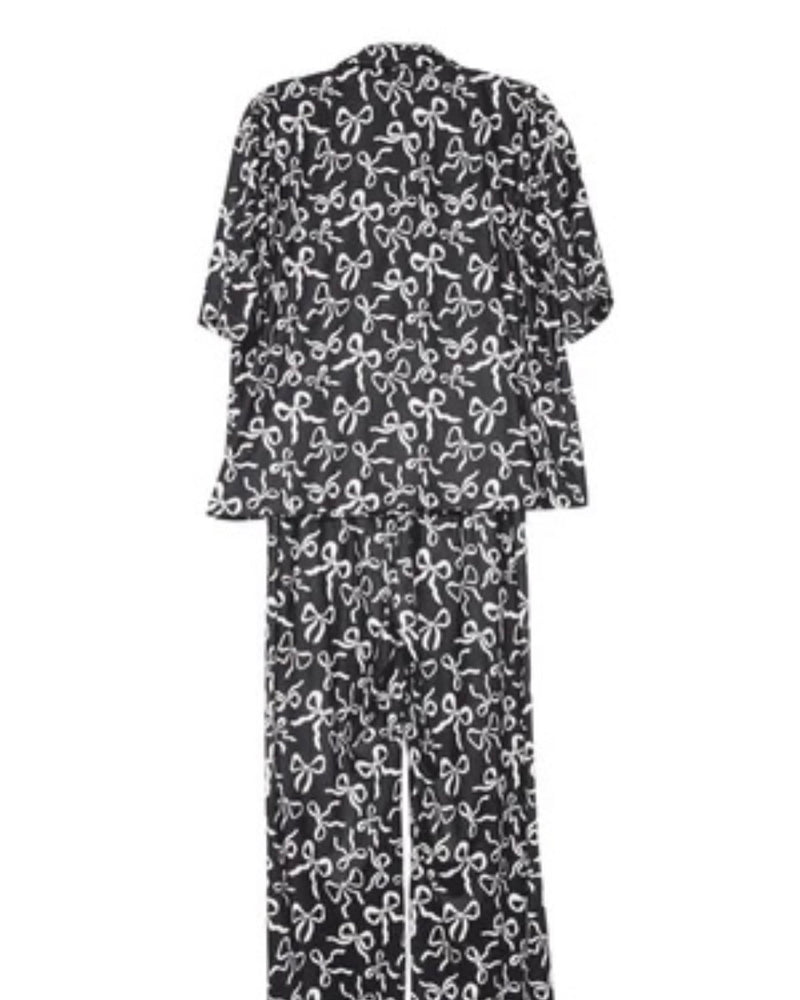 Black & White Bows Pajama Pants Set