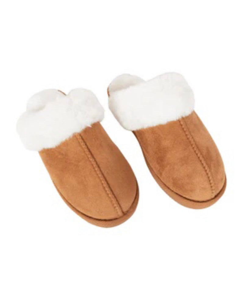 Faux Fur Slippers - Chestnut