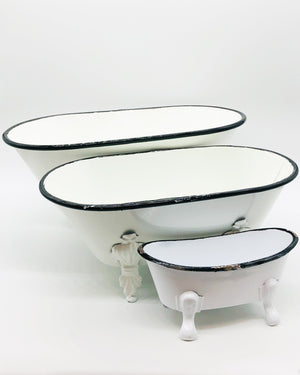 Black & White Enamel Medium Bathtub