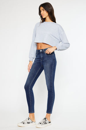 Rochelle High Rise Super Skinny Fleece Jeans - Dark Wash