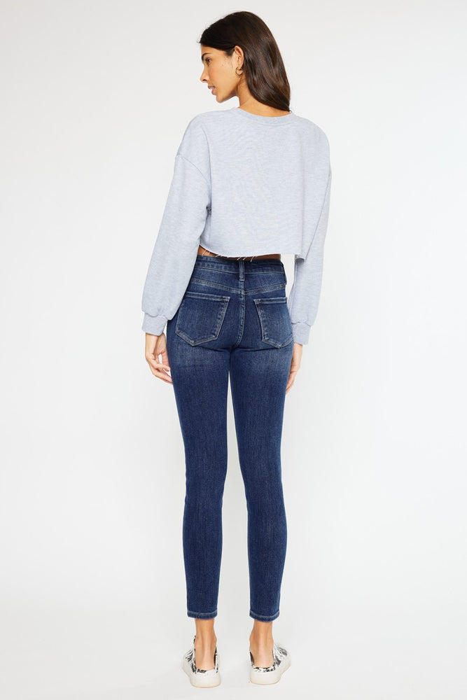 Rochelle High Rise Super Skinny Fleece Jeans - Dark Wash