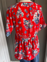 Floral Babydoll Blouse - Red