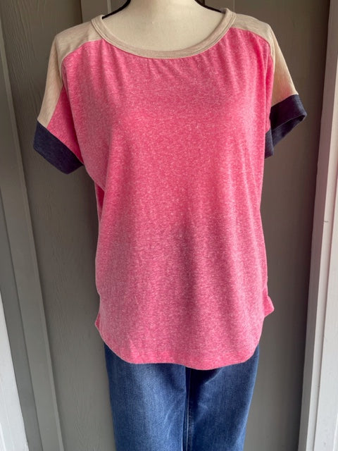 Hot Pink Colorblock Knit Top