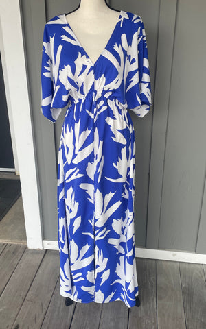 Royal Blue/Floral Maxi Dress