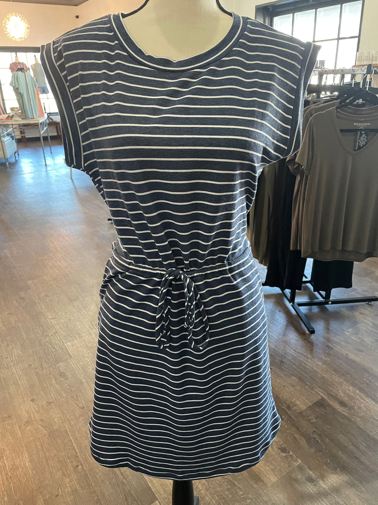 Striped Navy Dress w/ Pockets