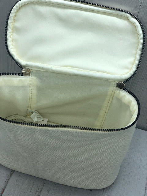 Canvas and Camel Cosmetic Bag - Small