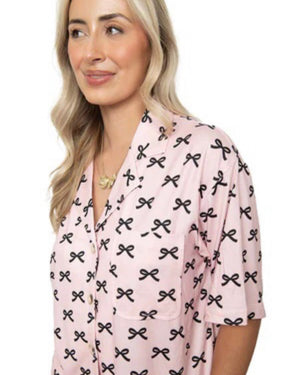 Pink & Black Mini Bows Pajama Pants Set