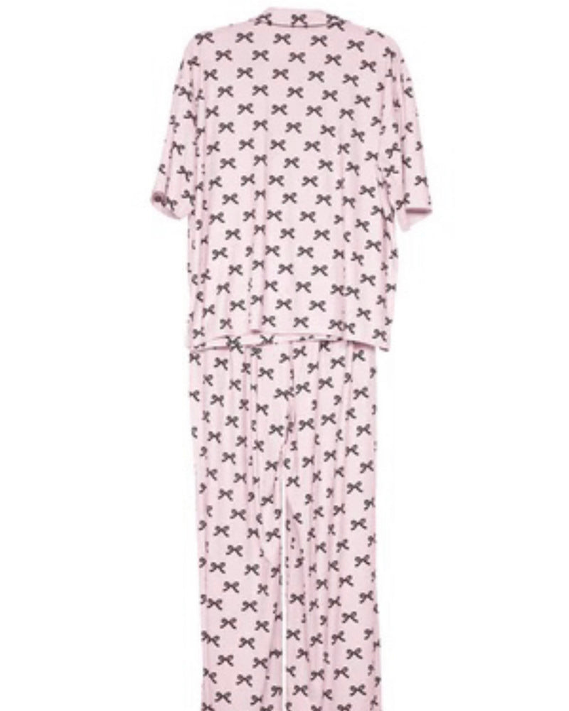 Pink & Black Mini Bows Pajama Pants Set