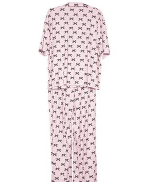 Pink & Black Mini Bows Pajama Pants Set
