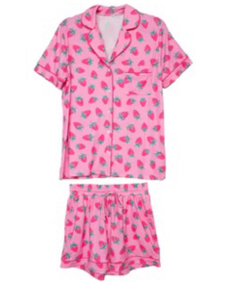 Pink Strawberry PJ Loungewear Set
