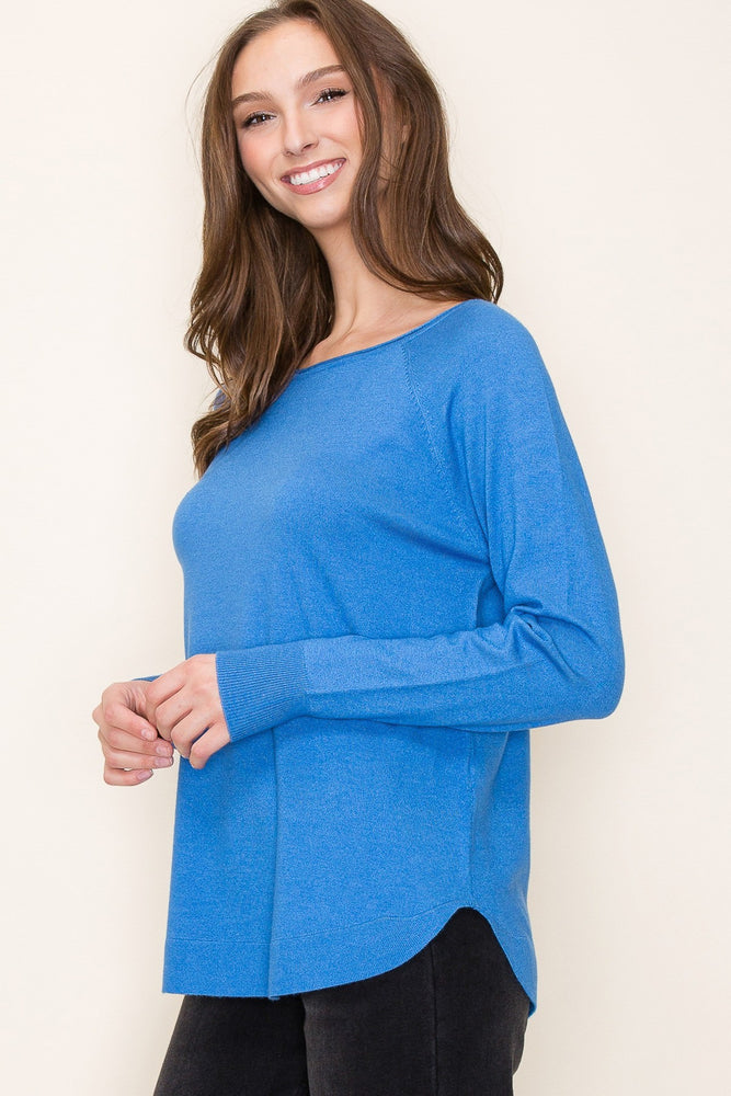 
            
                Load image into Gallery viewer, Basic Boat Neck Pullover Sweater - Cobalt
            
        