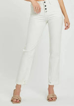 Mid Rise Tummy Control Jeans- White