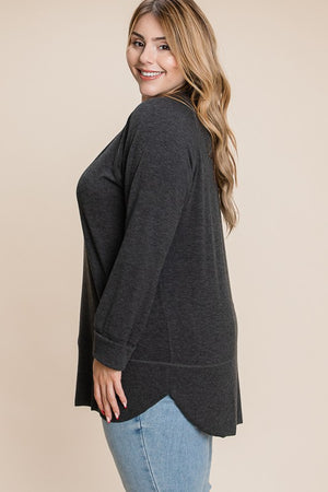 
            
                Load image into Gallery viewer, Happy Days Knit Pullover PLUS - Charcoal
            
        