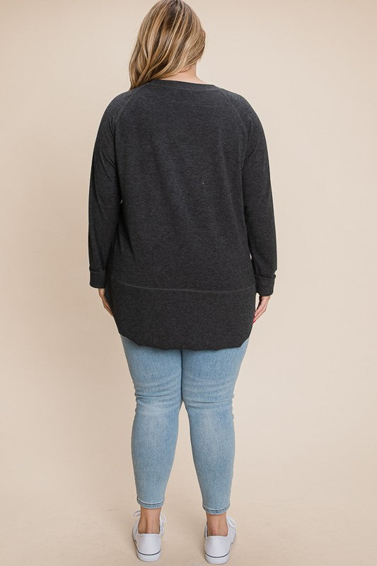 
            
                Load image into Gallery viewer, Happy Days Knit Pullover PLUS - Charcoal
            
        