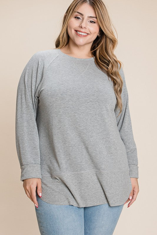 Happy Days Knit Pullover PLUS - Heather Grey