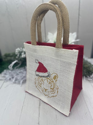 
            
                Load image into Gallery viewer, Tiger Santa Petite Gift Tote Red/White
            
        