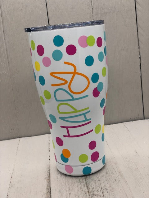 HAPPY - Large Curved Stainless Tumbler