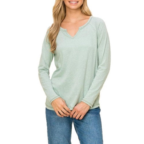 
            
                Load image into Gallery viewer, Sage Split Neck Knit Top
            
        