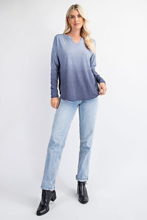 
            
                Load image into Gallery viewer, Dip Dyeing Long Sleeve Top - Navy
            
        