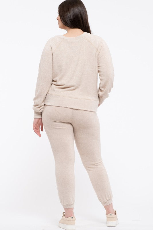 
            
                Load image into Gallery viewer, Oatmeal V-neck Knit Pullover - PLUS
            
        