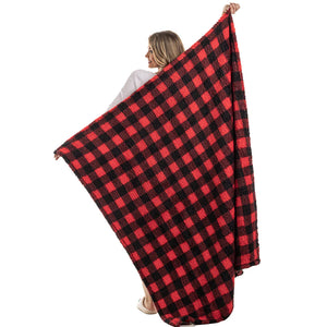 Red & Black Plaid Sherpa Blanket
