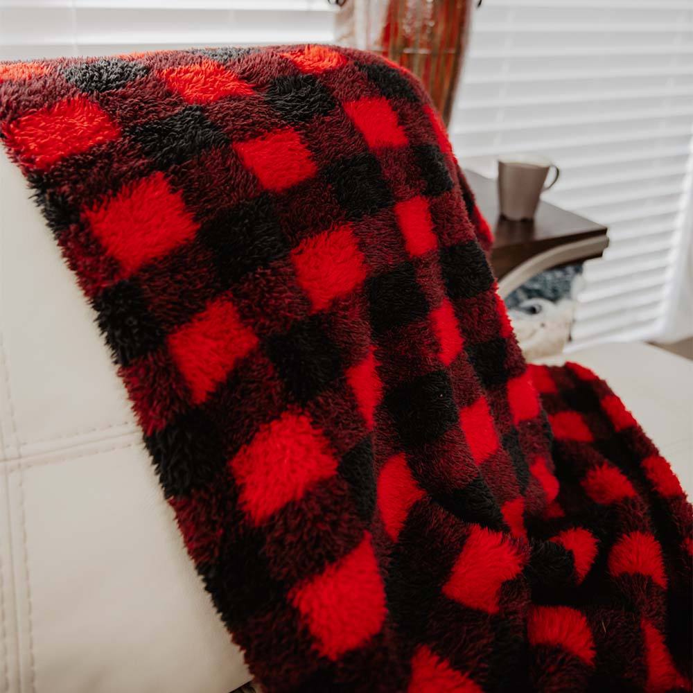 Red & Black Plaid Sherpa Blanket