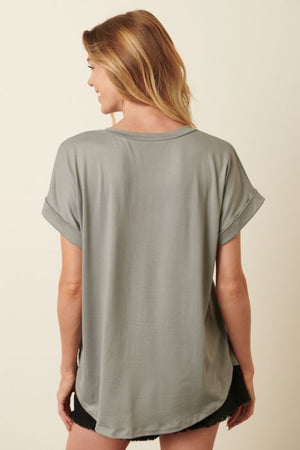 V-Neck Pocket Tee - Silver